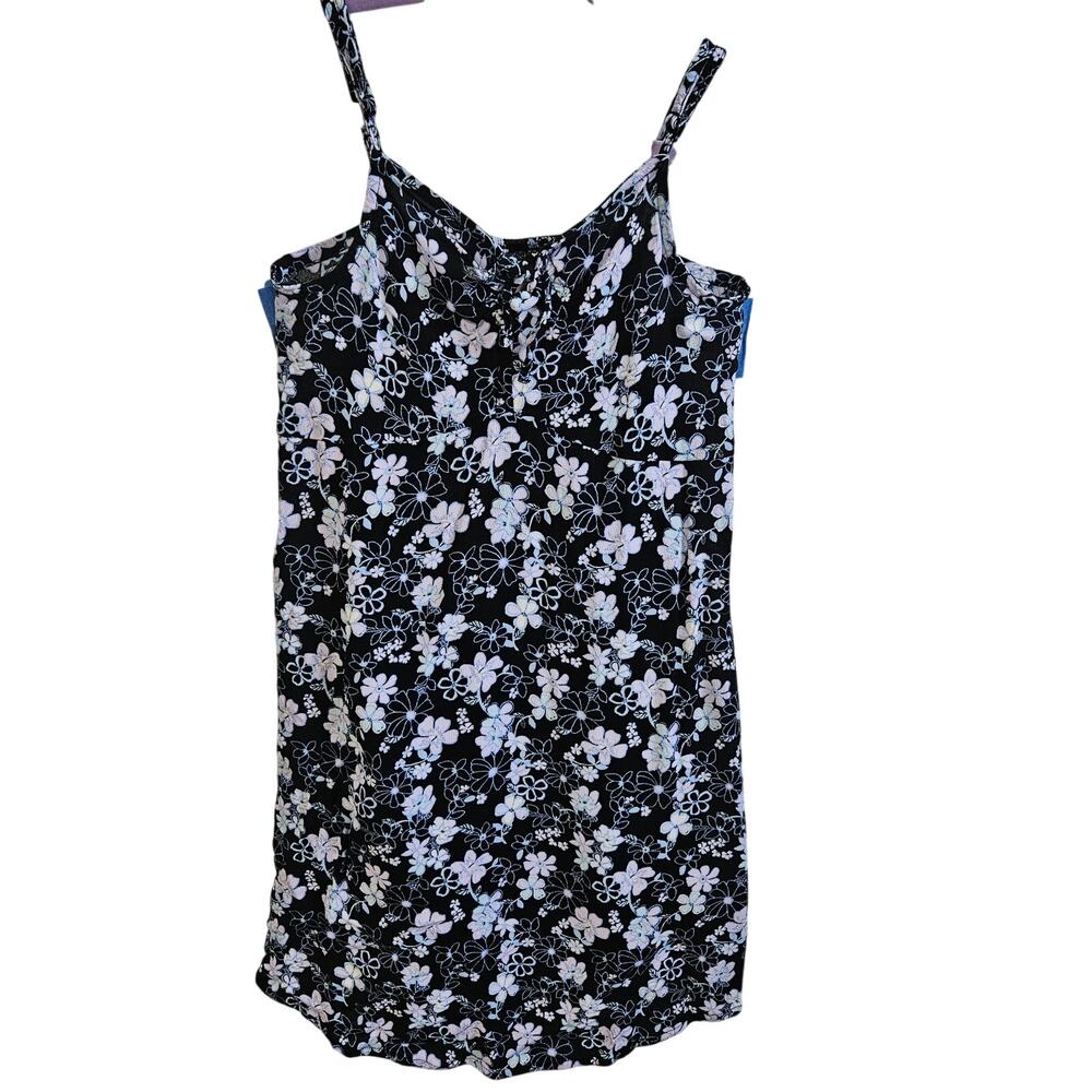 SO Girls Size 8 Sundress Black Multi Floral Smocked Spaghetti Strap Summer Basic
